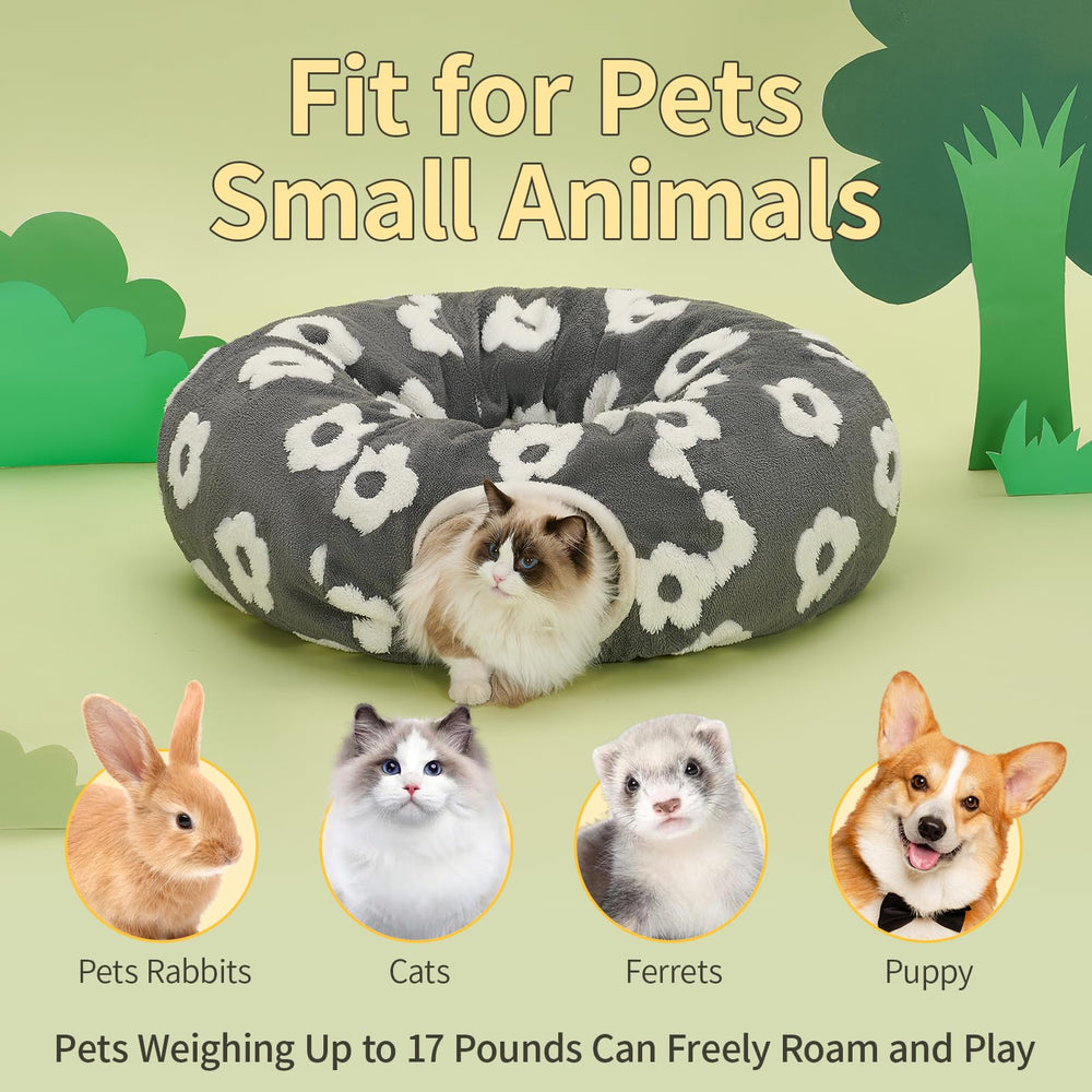 Pesen Cat Tunnel Bed donut bed top provides a soft resting perch.