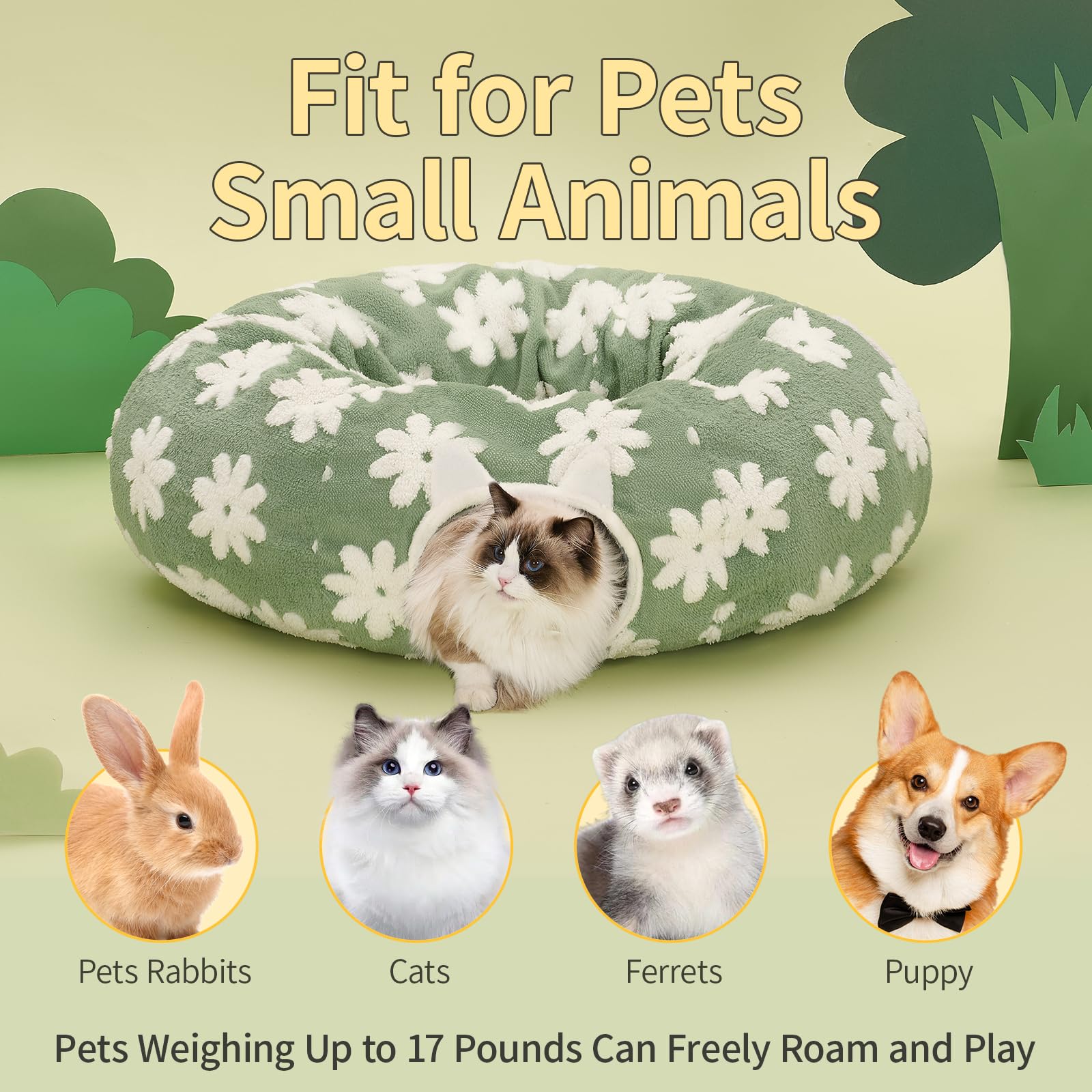 Pesen Cat Tunnel Bed plush fabric keeps your pet warm and comfy