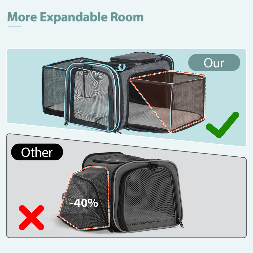 Pesen expandable carrier front view showing space to move.