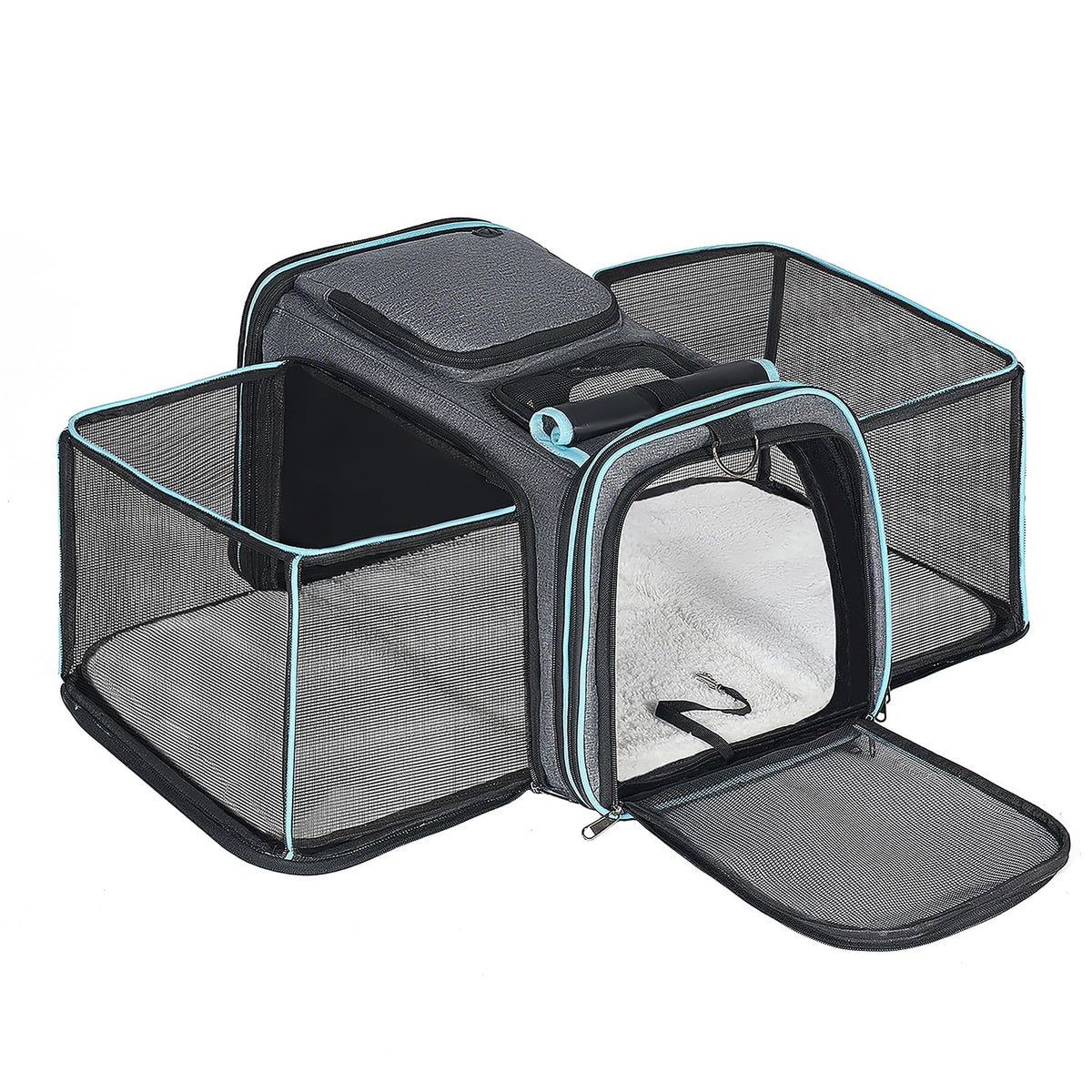 Pesen expandable carrier with side panel extended for roomy interior.