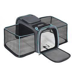 Pesen expandable carrier with side panel extended for roomy interior.