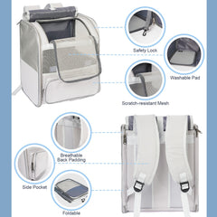 Pesen pet backpack features multiple storage pockets for treats and essentials.