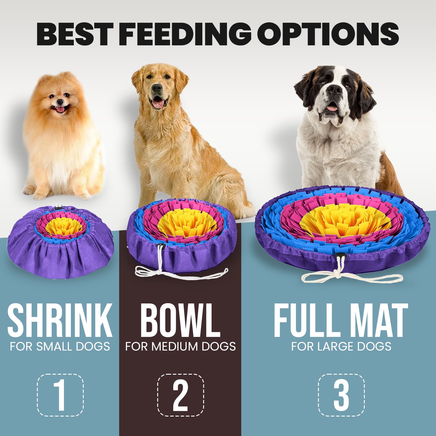 PET ARENA Snuffle Mat with adjustable belt supports size changes for versatile play
