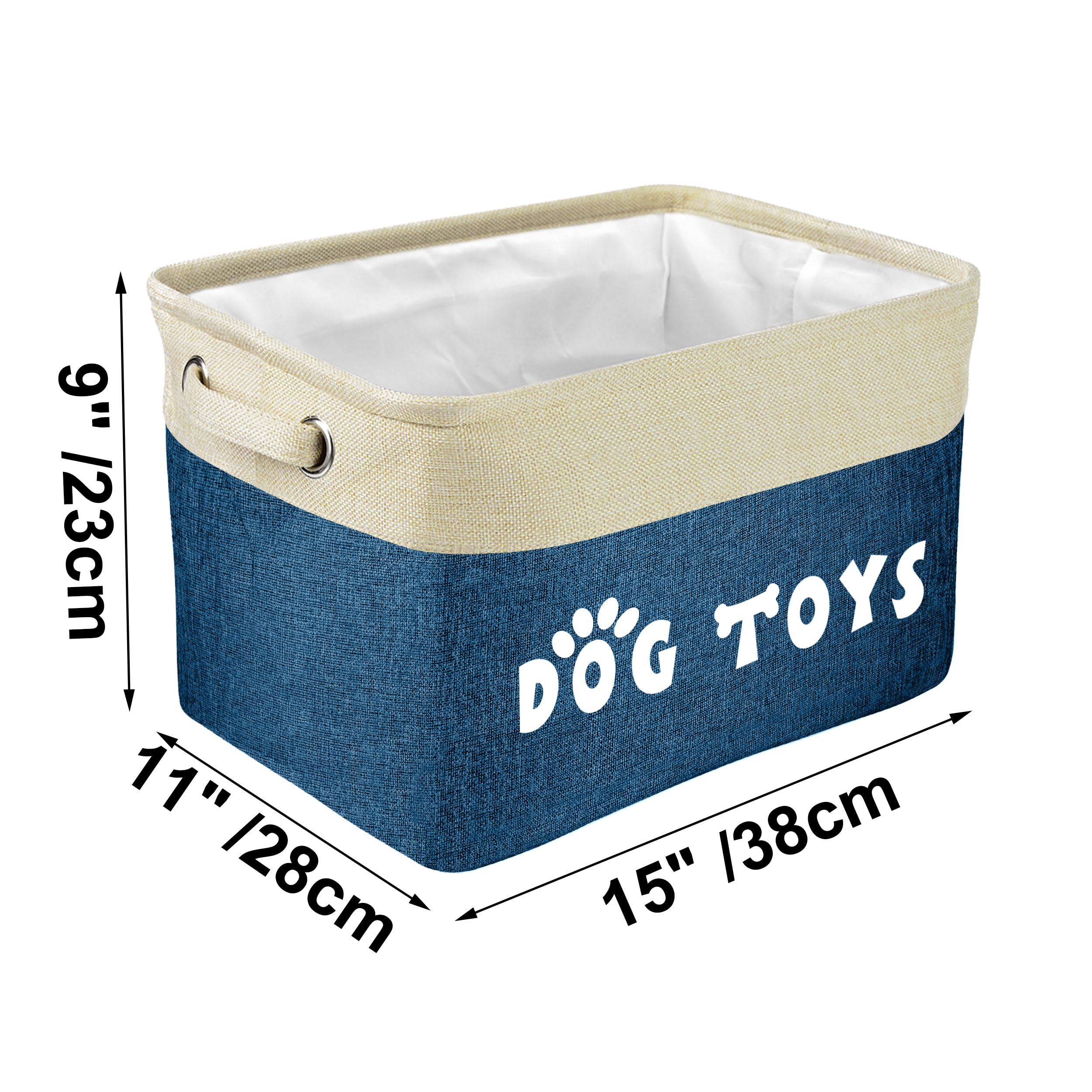 PET ARTIST dog toy basket navy blue fits any home decor