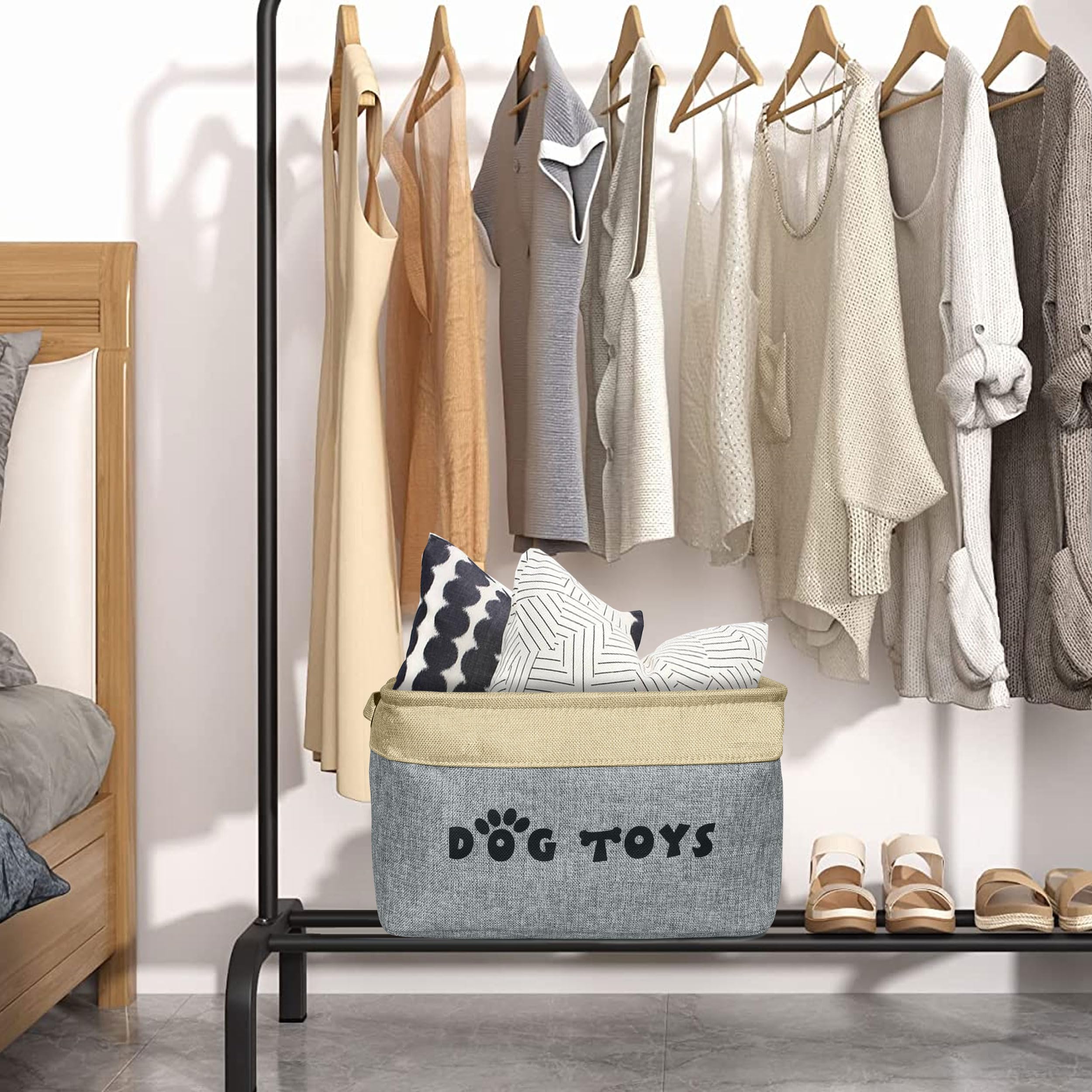 PET ARTIST dog toy storage organizer in living room for tidy space