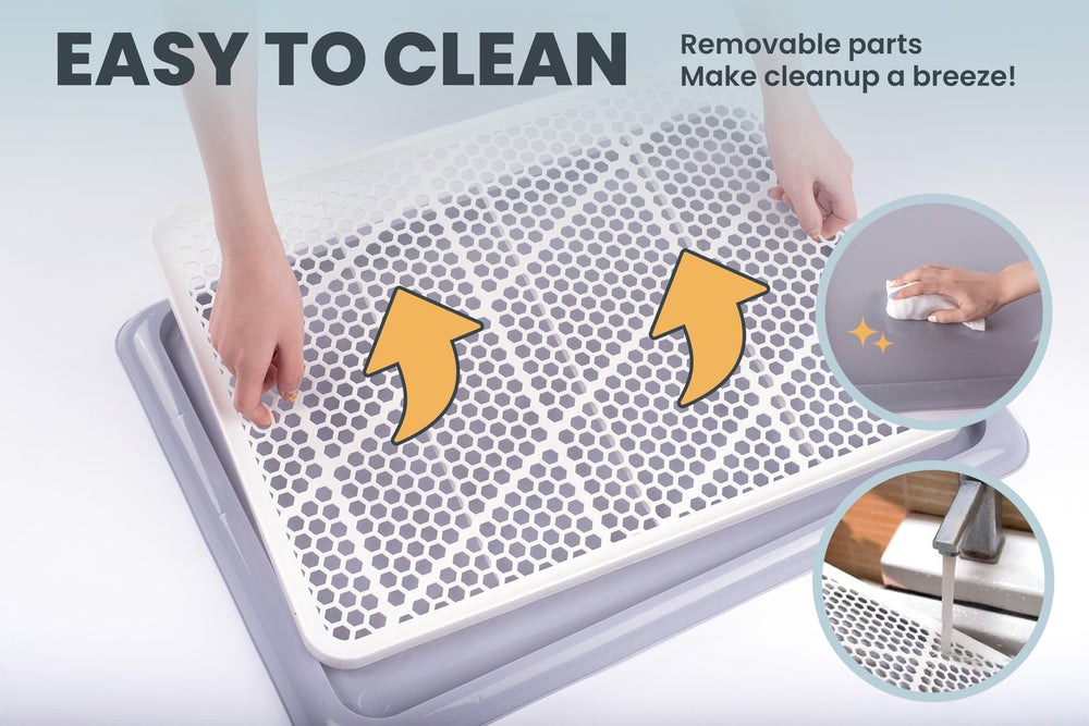 PET AWESOME dog potty tray foam buttons underneath prevent sliding.