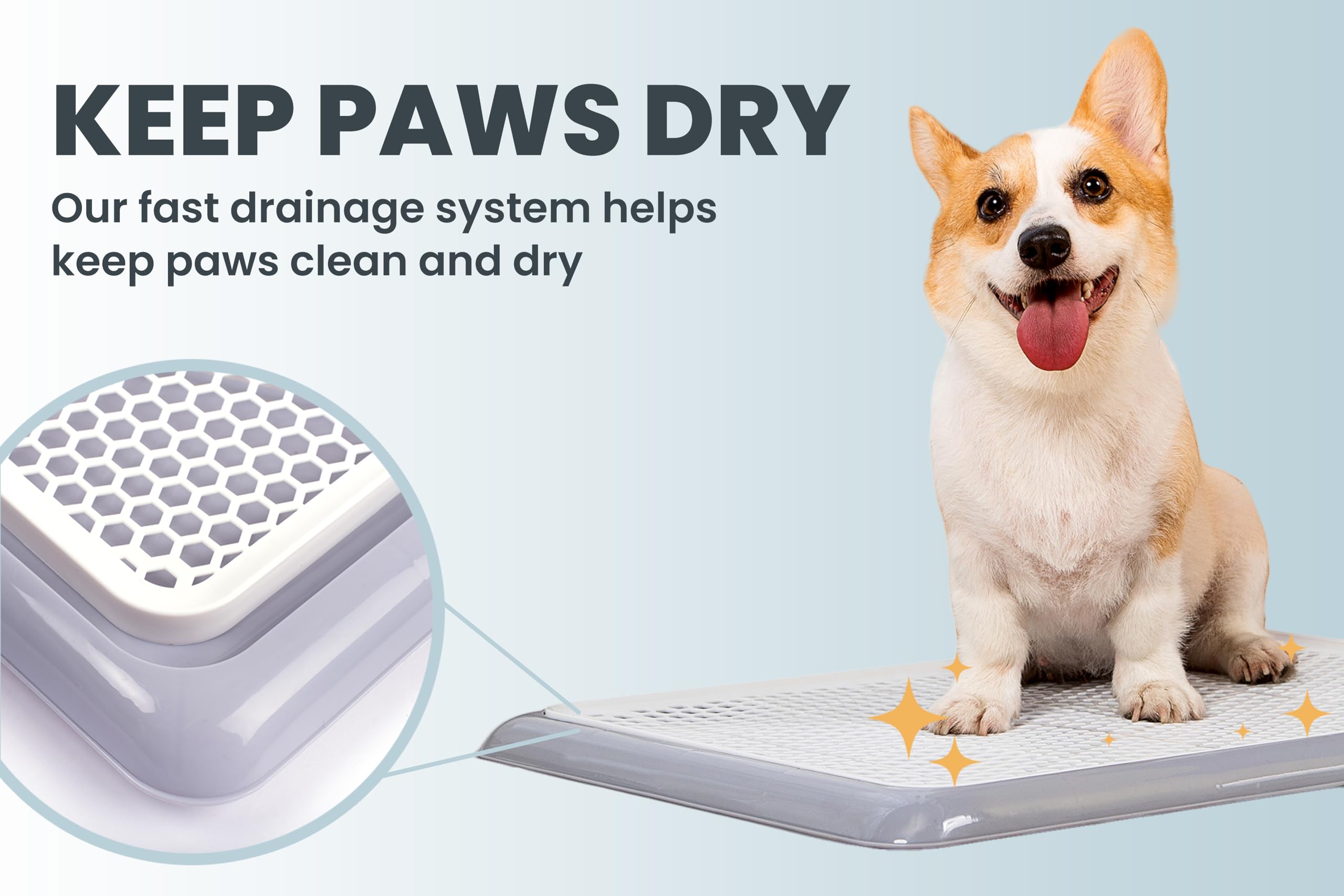 PET AWESOME dog potty tray shows indoor-outdoor versatility for home use.