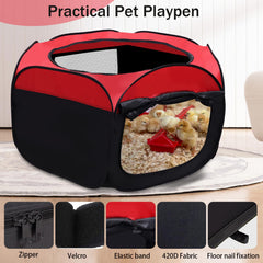 Pet Baby chick feeder ball in use keeps feed clean and encourages foraging
