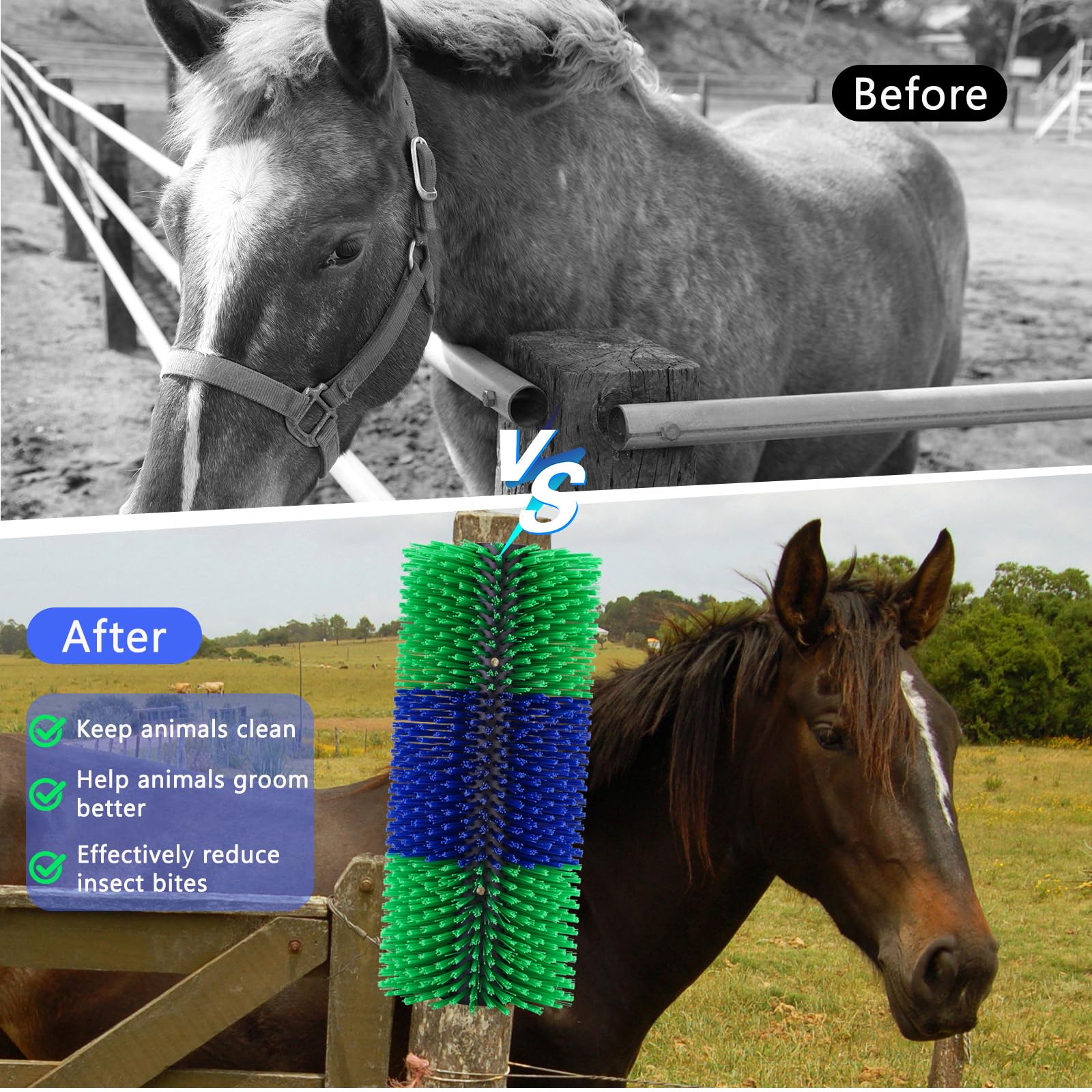 Pet Baby horse grooming brush with durable nylon bristles for safe massage.