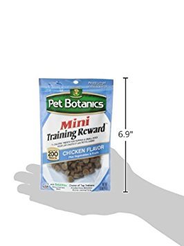 Pet Botanics Mini Training Rewards nutrition label closeup, clear calories per treat.