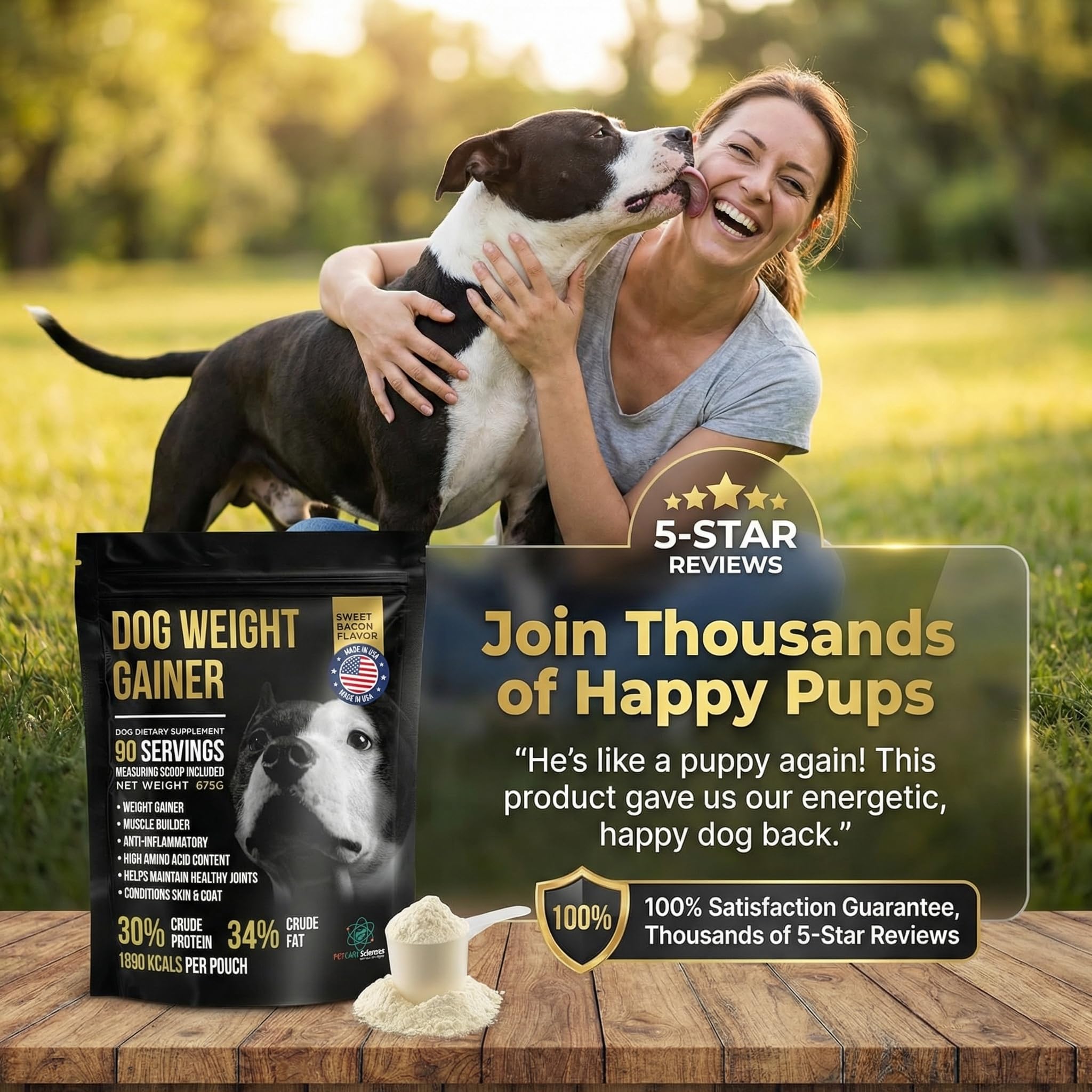 PET CARE Sciences bacon flavor powder encourages daily intake.