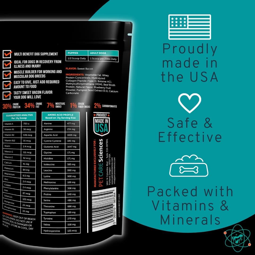 PET CARE Sciences Dog Weight Gainer USA made reflects quality and safety.