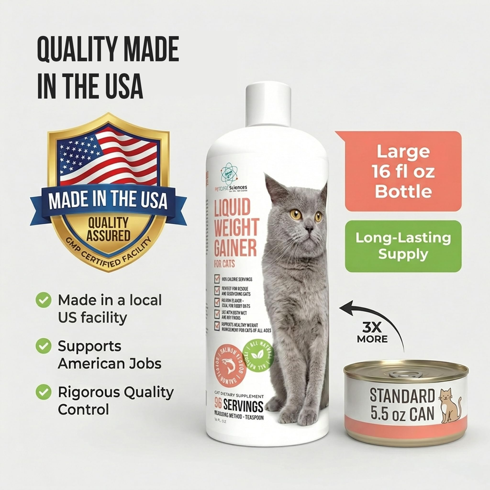 PET CARE Sciences made in USA seal on packaging emphasizes safe sourcing.