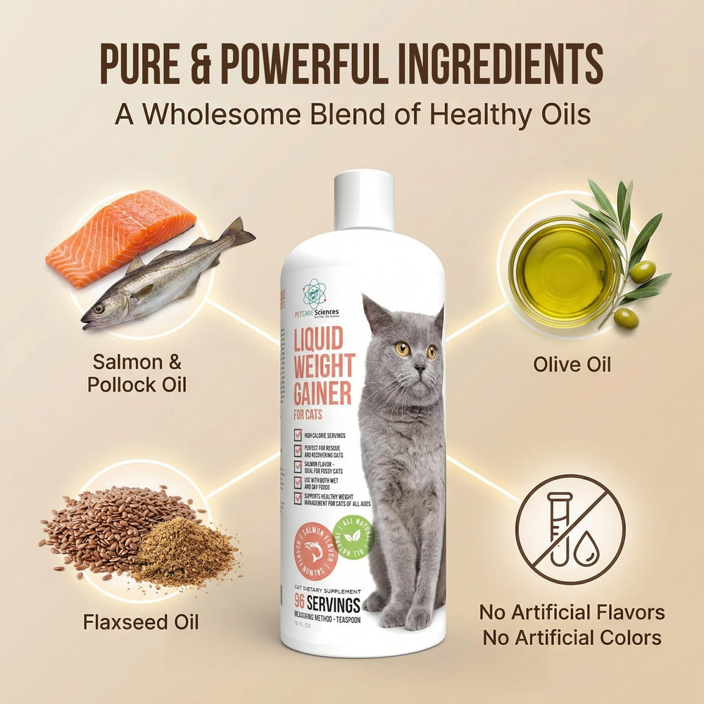 PET CARE Sciences salmon oil visible, supporting coat and skin health.