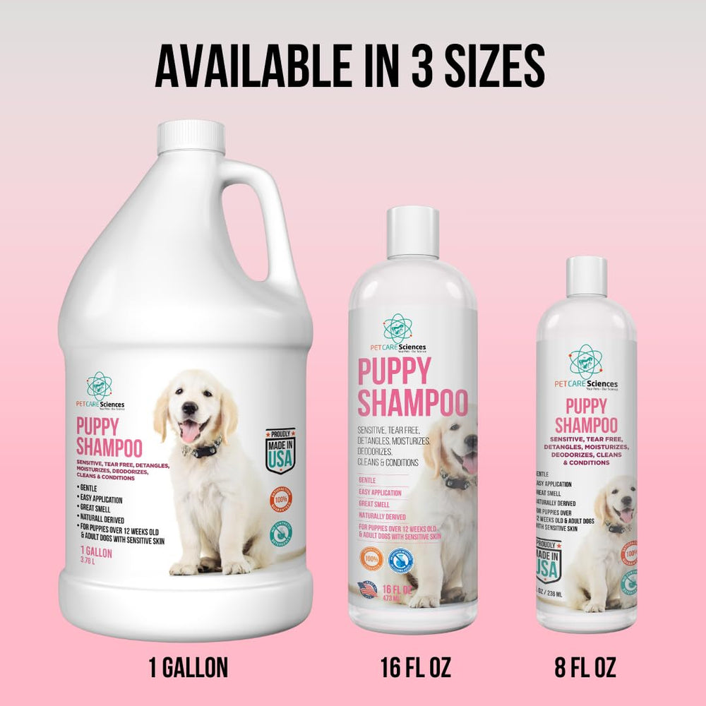 PET CARE Sciences Tearless Puppy Shampoo boxed packaging shows product for sensitive skin.