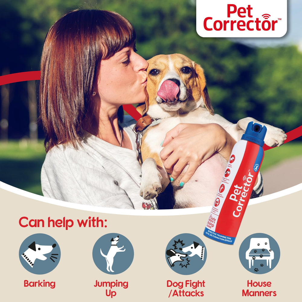 Pet Corrector spray in action interrupts barking with a safe air hiss