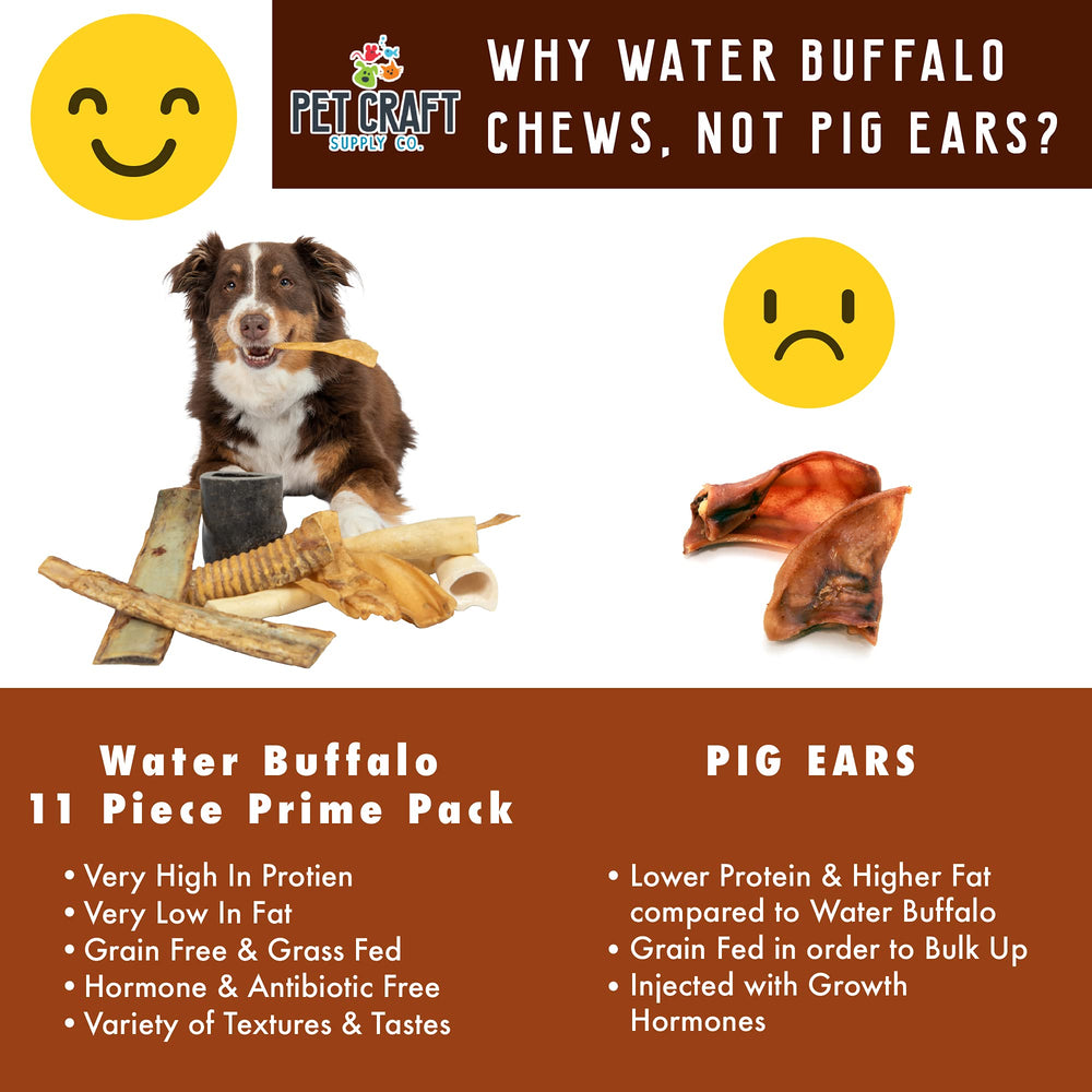 Pet Craft Supply water buffalo cheek strips, high-protein treat with slow-roast flavor