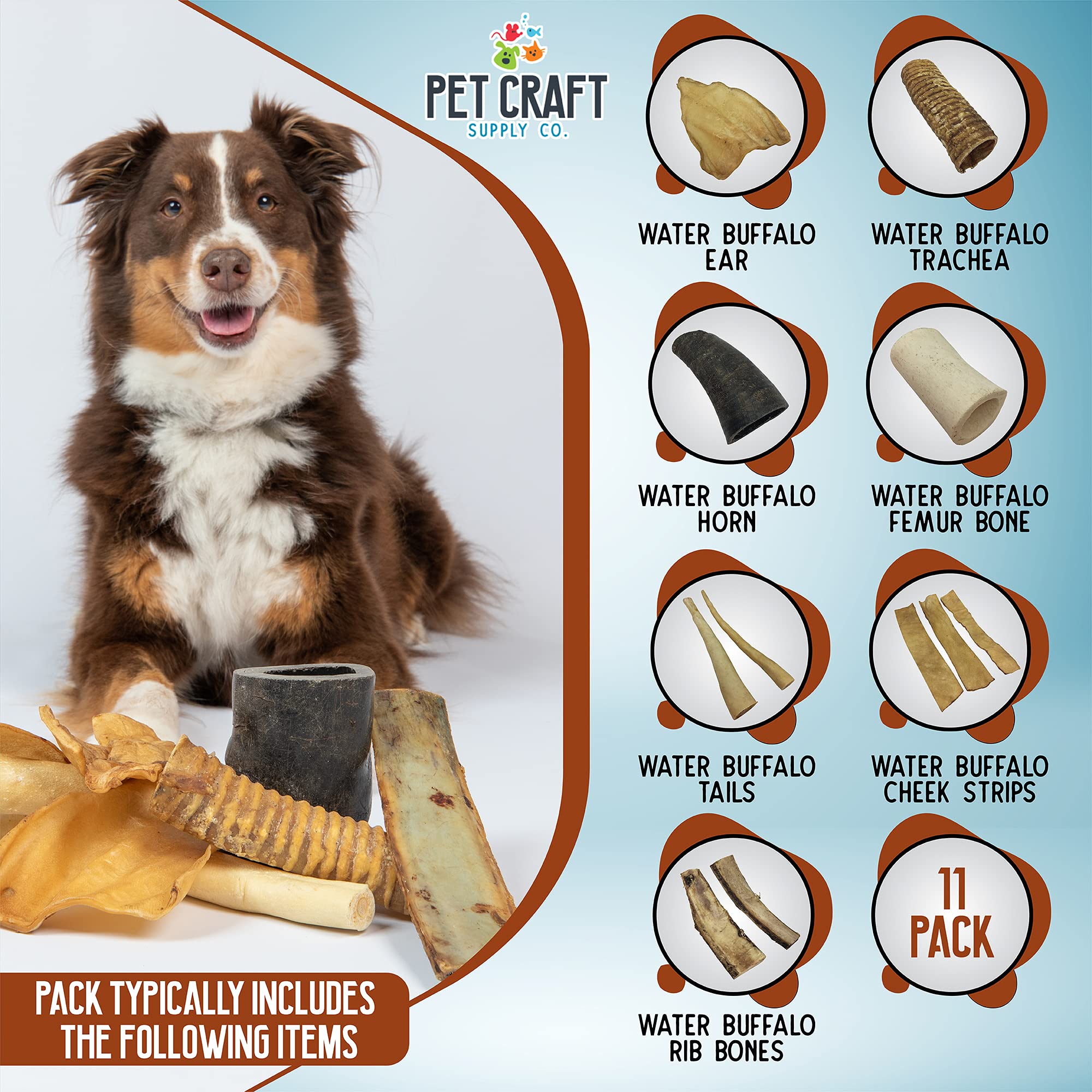Pet Craft Supply water buffalo rib bones chew, crunchy texture and protein boost