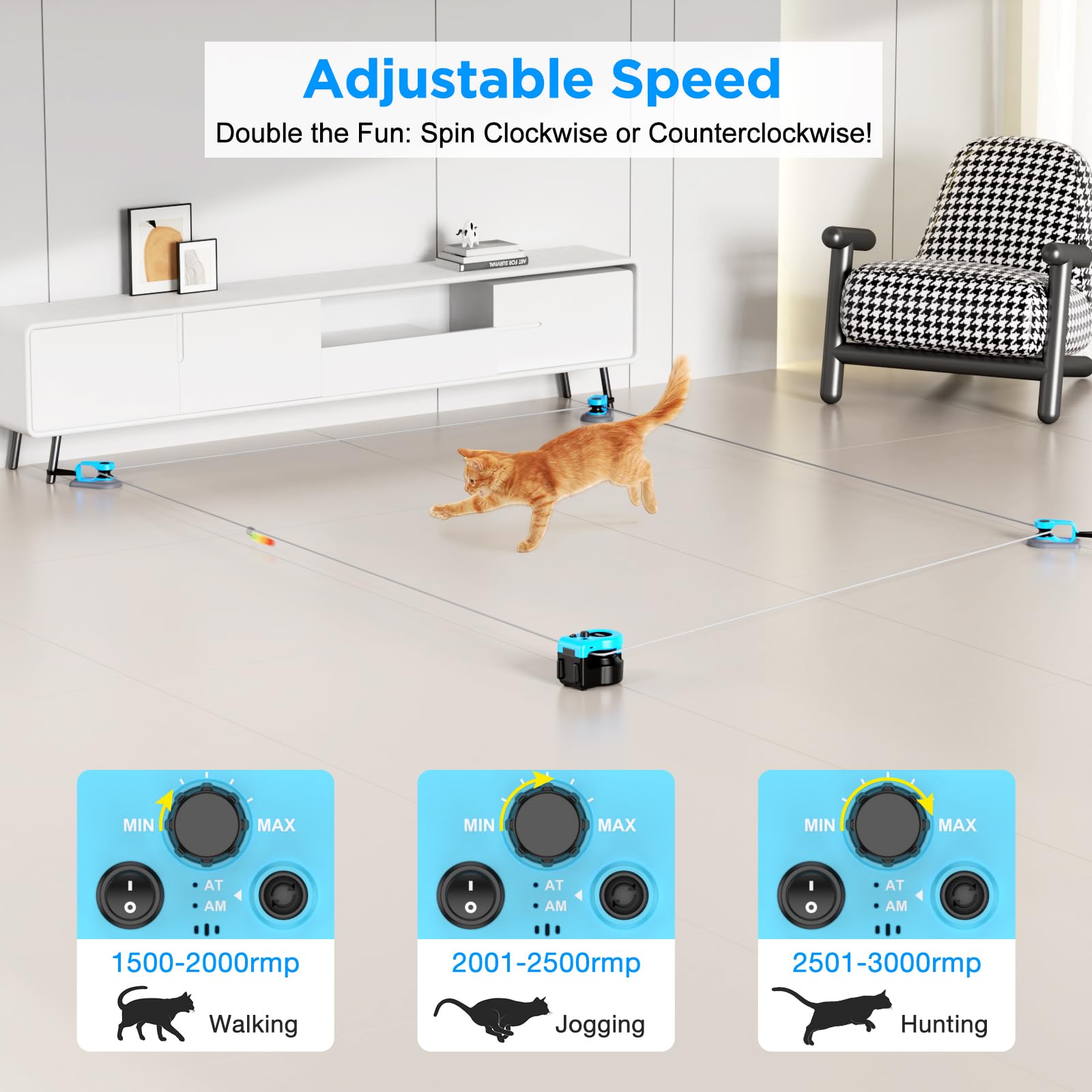 Pet Deluxe toy with auto and manual modes for varied chase experiences