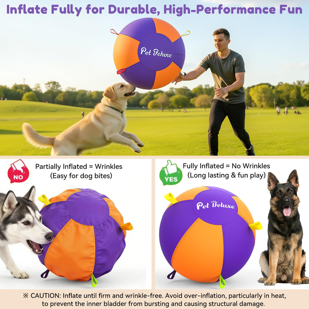 Pet Deluxe heavy-duty oxford-cover ball withstands tough yard play