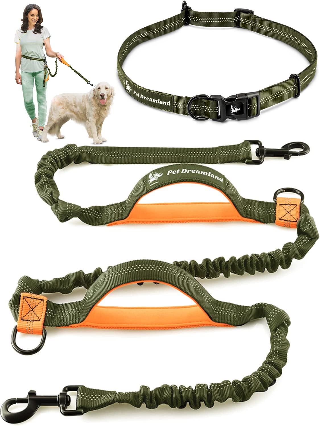 Pet Dreamland hands-free leash with belt clip keeps you close during walks