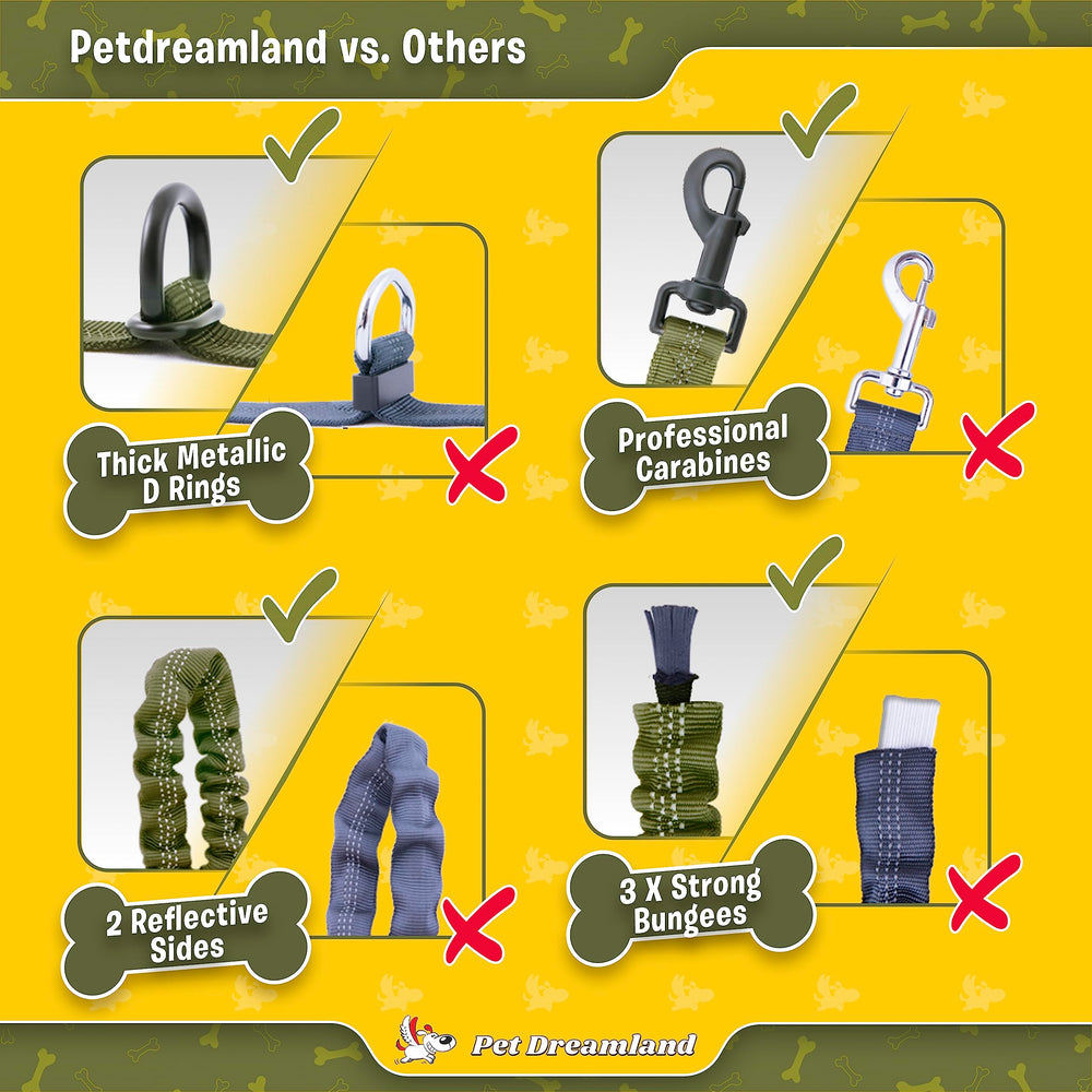 Pet Dreamland hands-free leash strong clips keep your dog close