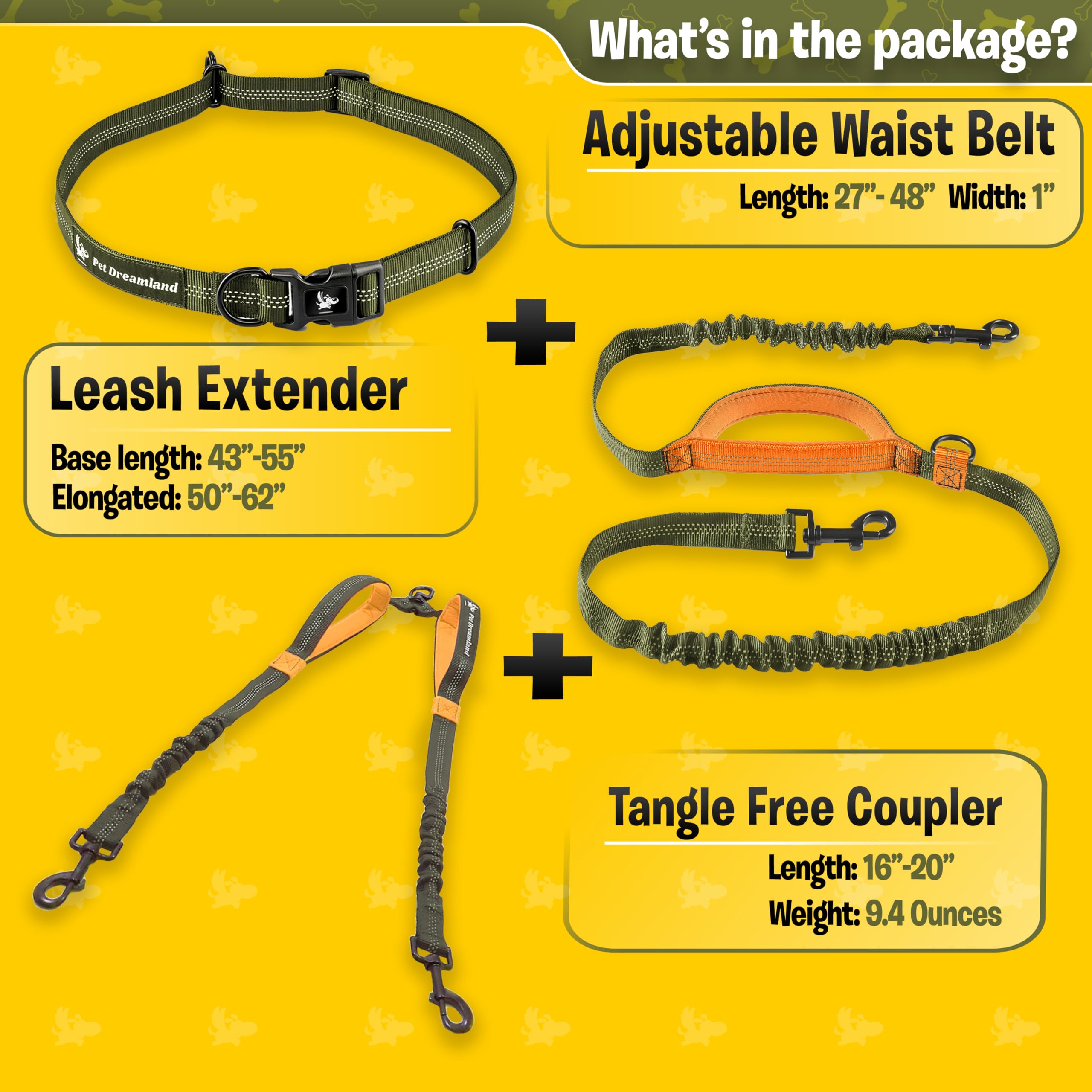 Pet Dreamland Exquisite waist-belt soft-handles offer comfortable control during walks