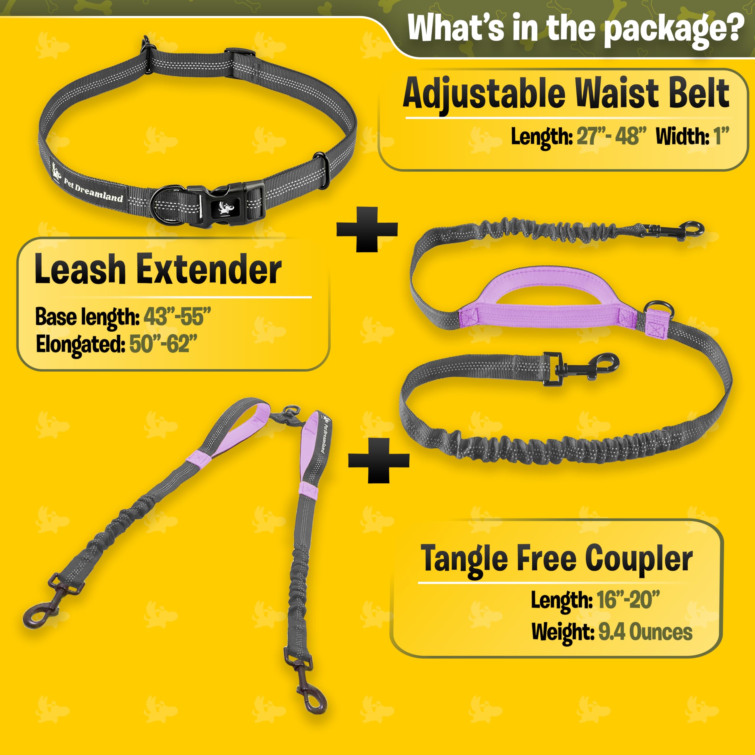 Pet Dreamland soft-handles comfortable waist belt for cushioned grip.