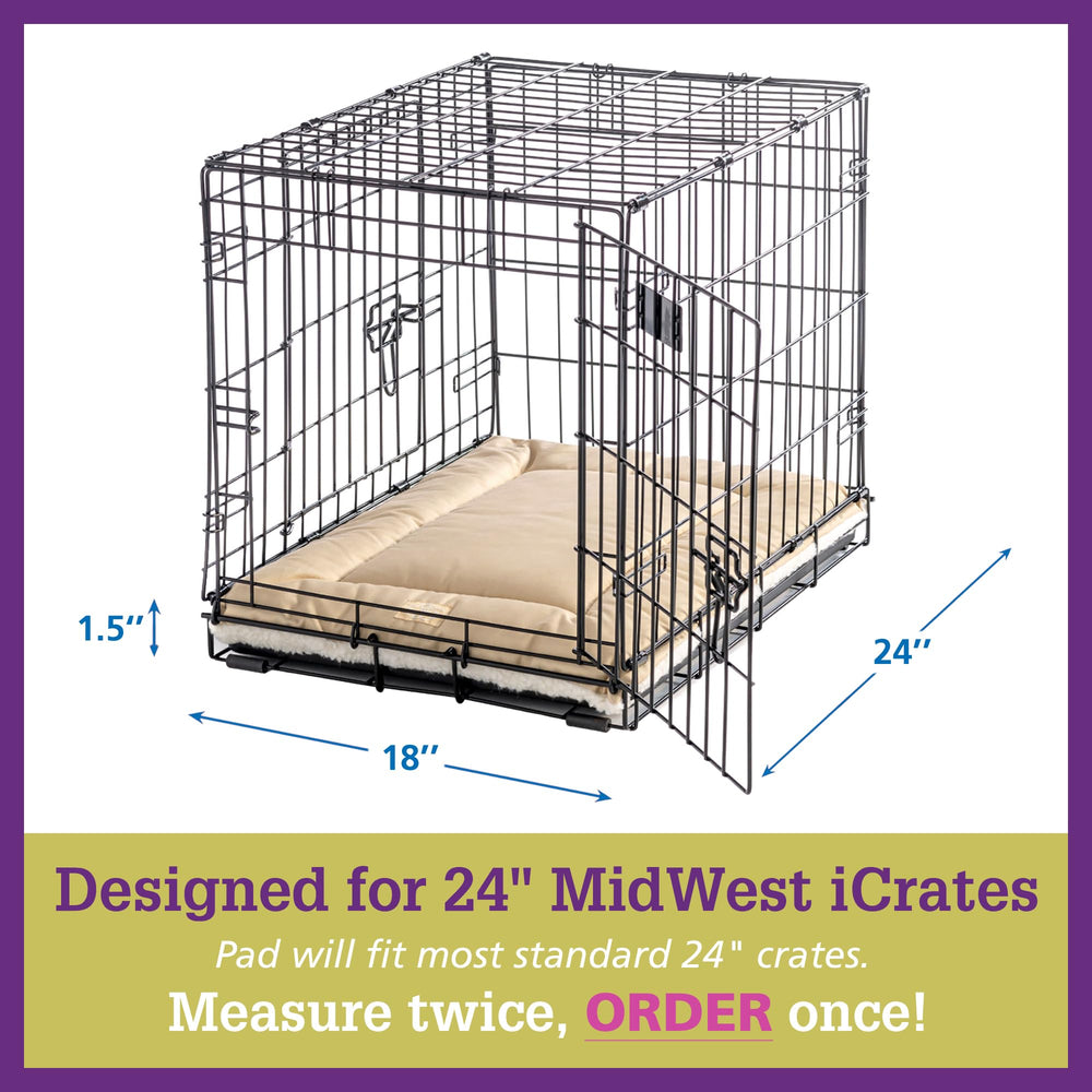 Pet Dreams dog crate pad plush blue creates calm sleep space.