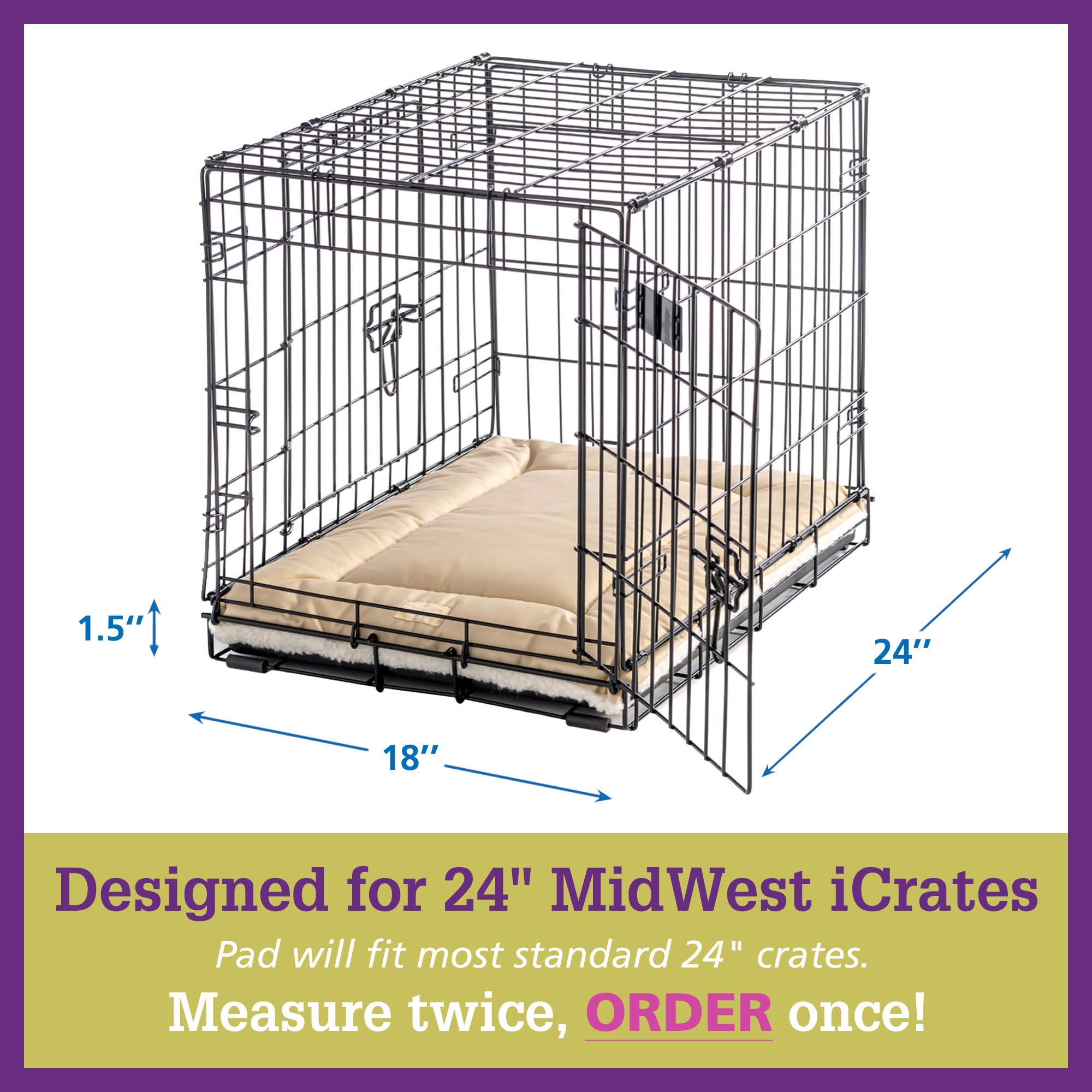 Pet Dreams crate pad travel-friendly rectangular design for easy packing.