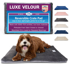 Pet Dreams dog crate pad washable for quick cleanup.