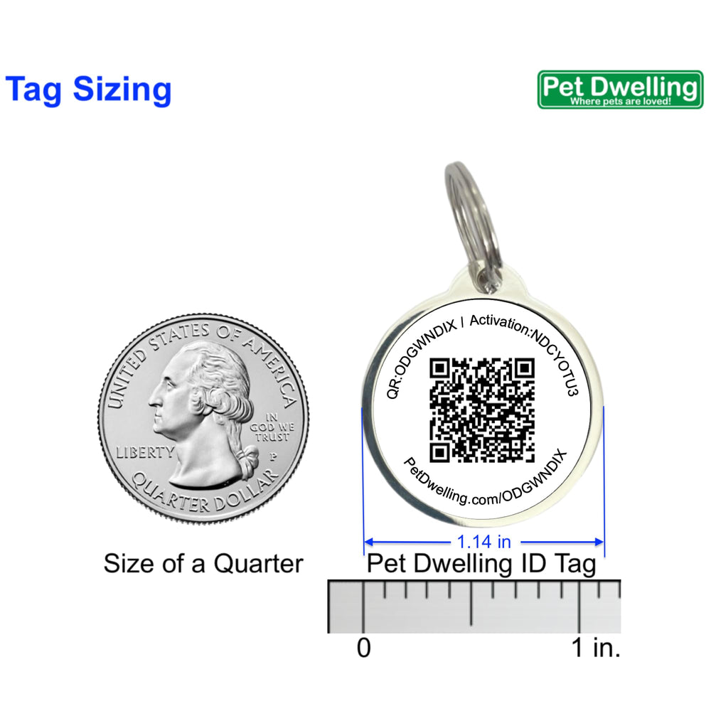Pet Dwelling QR tag back shows epoxy-coated QR code for lasting readability