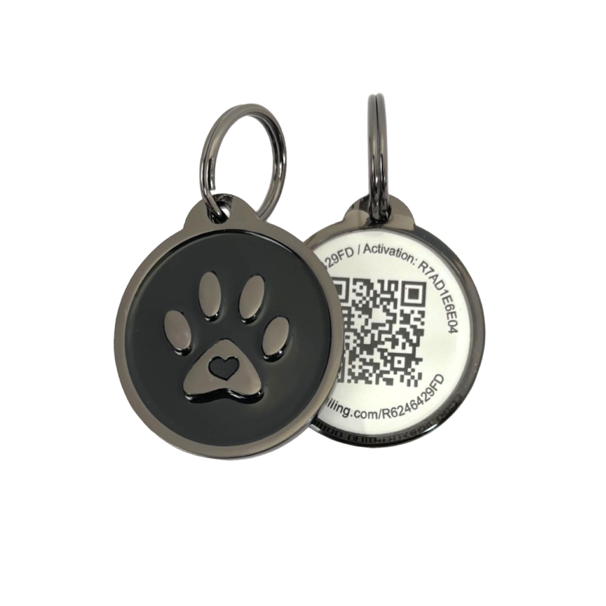 Pet Dwelling QR tag clipped to a collar during daily walks