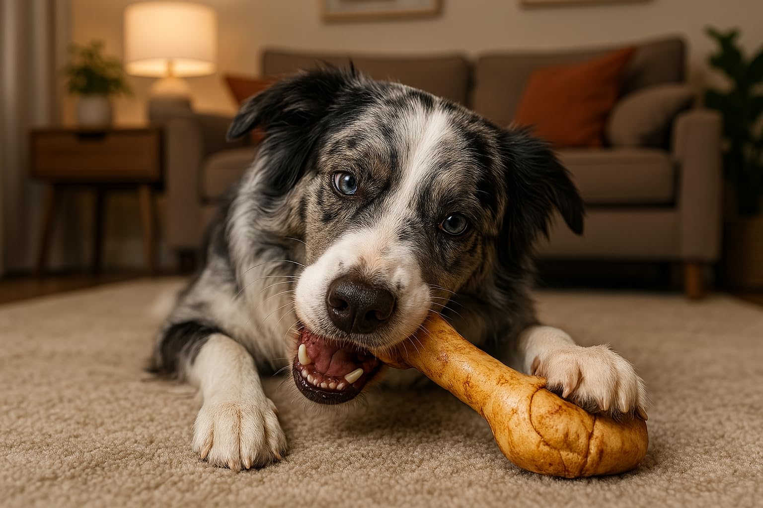 Pet Factory American Beefhide knotted bone closeup, a durable chew for interactive play