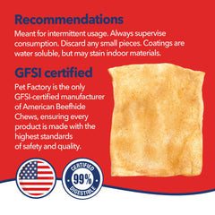 Pet Factory american cattle rawhide closeup — natural base for long-lasting chews.