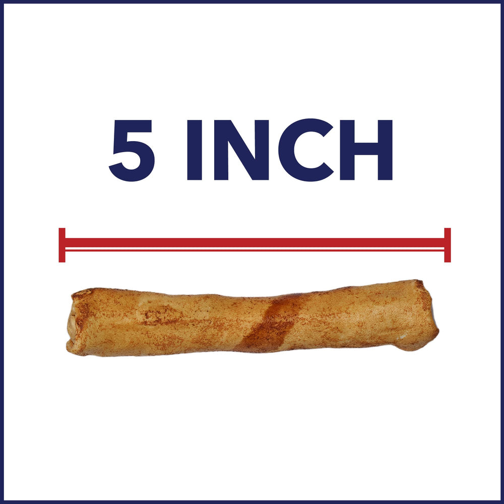 Pet Factory beefhide chip roll 20-count pack in USA-made quality