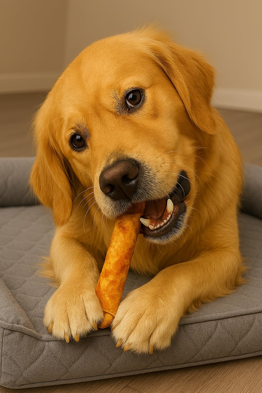Pet Factory beefhide chip roll beef flavor close-up emphasizes thick, durable chew.