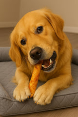 Pet Factory beefhide chip roll beef flavor close-up emphasizes thick, durable chew.