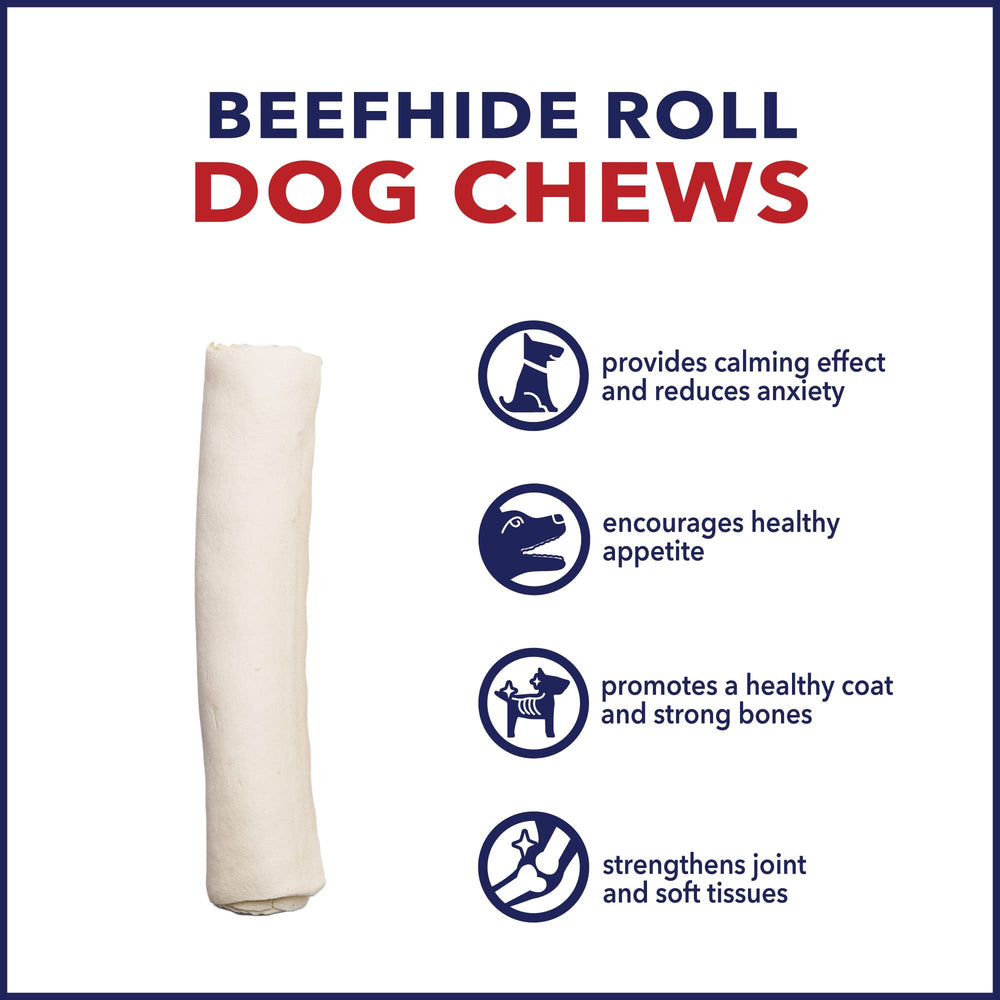 Pet Factory medium-dog friendly 8-inch roll being chewed