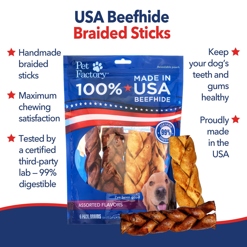 Pet Factory chicken-flavor coating on beefhide boosts chew appeal.