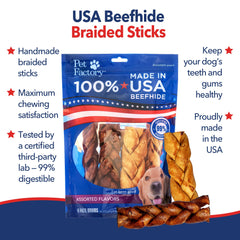 Pet Factory chicken-flavor coating on beefhide boosts chew appeal.
