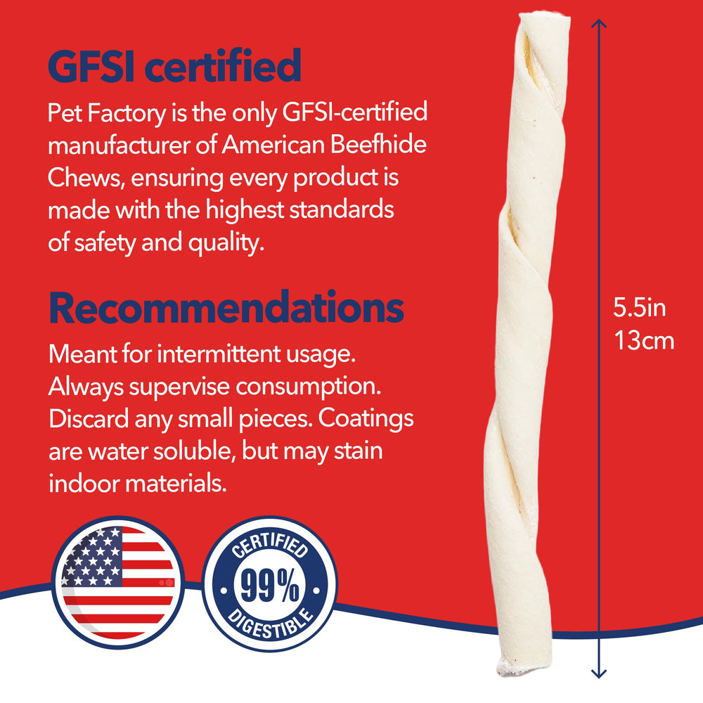 Pet Factory small-to-medium dogs chew time image; safe, supervised consumption recommended.