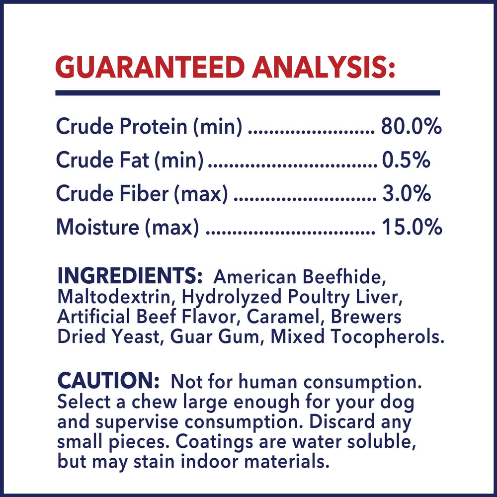 Pet Factory USA-sourced beefhide highlights quality and safety.