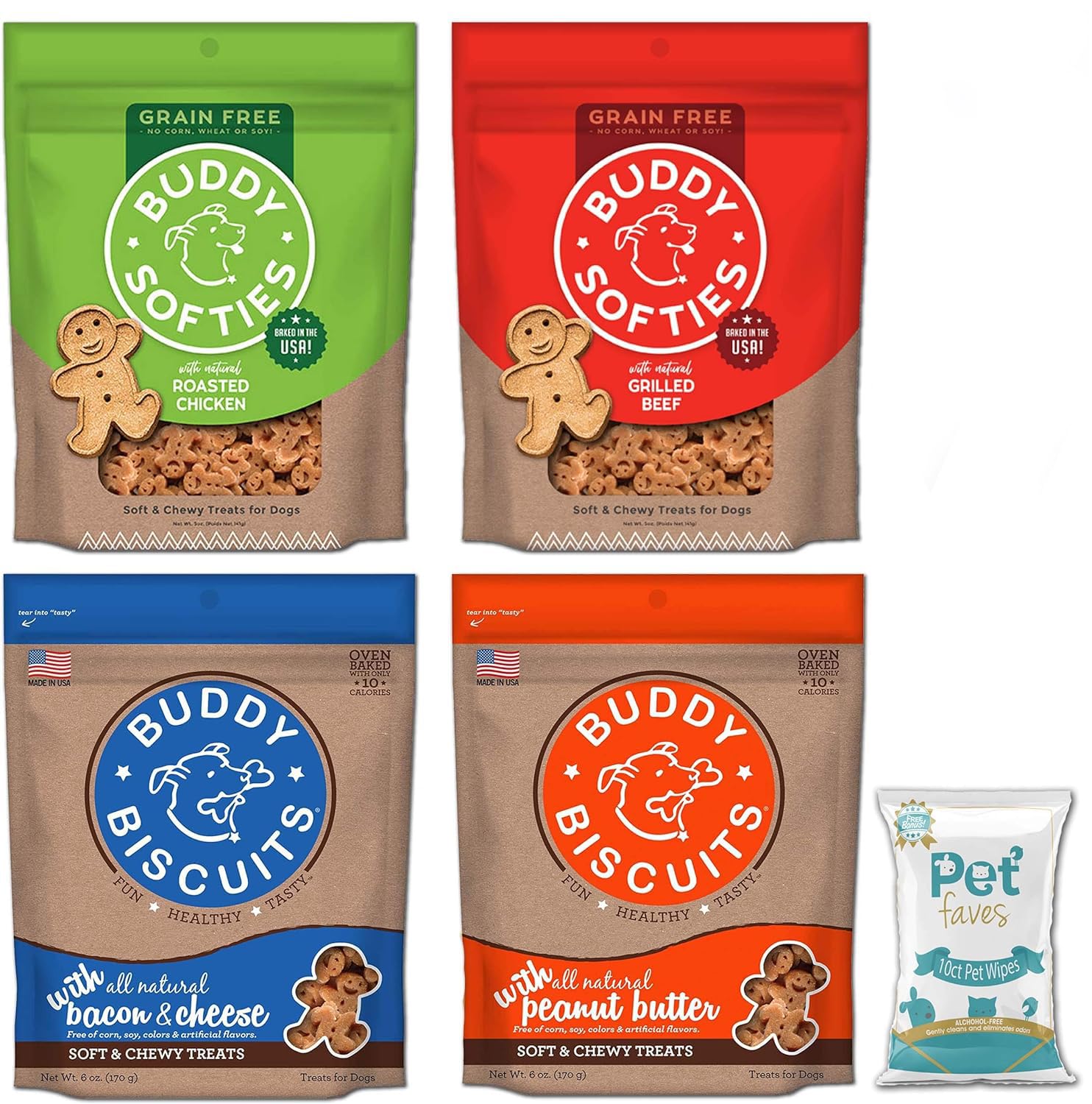 Pet Faves Buddy Biscuits grilled beef 5 oz – soft, chewy grain-free dog treat.