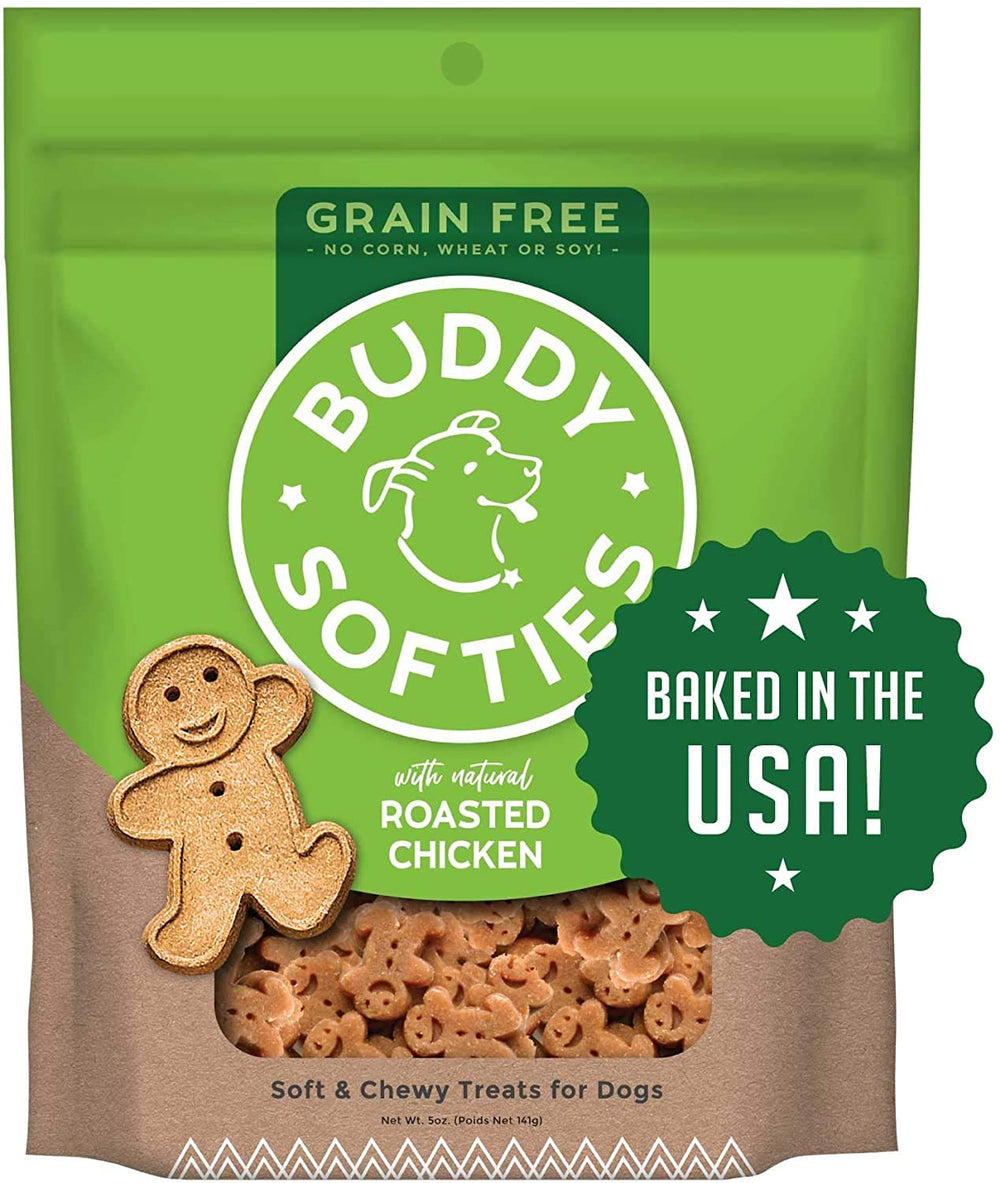 Pet Faves Buddy Biscuits roasted chicken 5 oz – tender, grain-free snack for dogs.