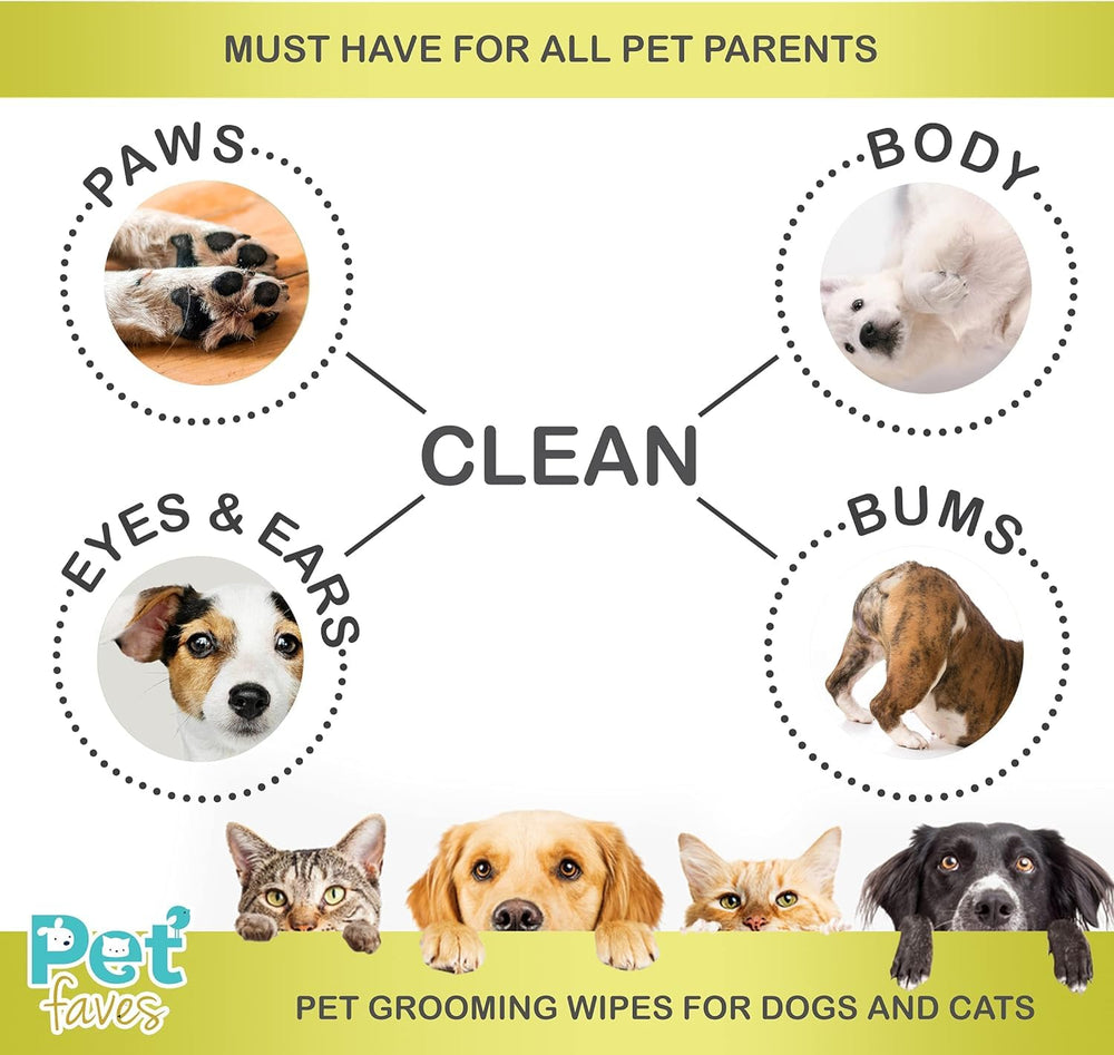 Pet Faves dog wipes face and body cleaning for gentle refresh between baths.