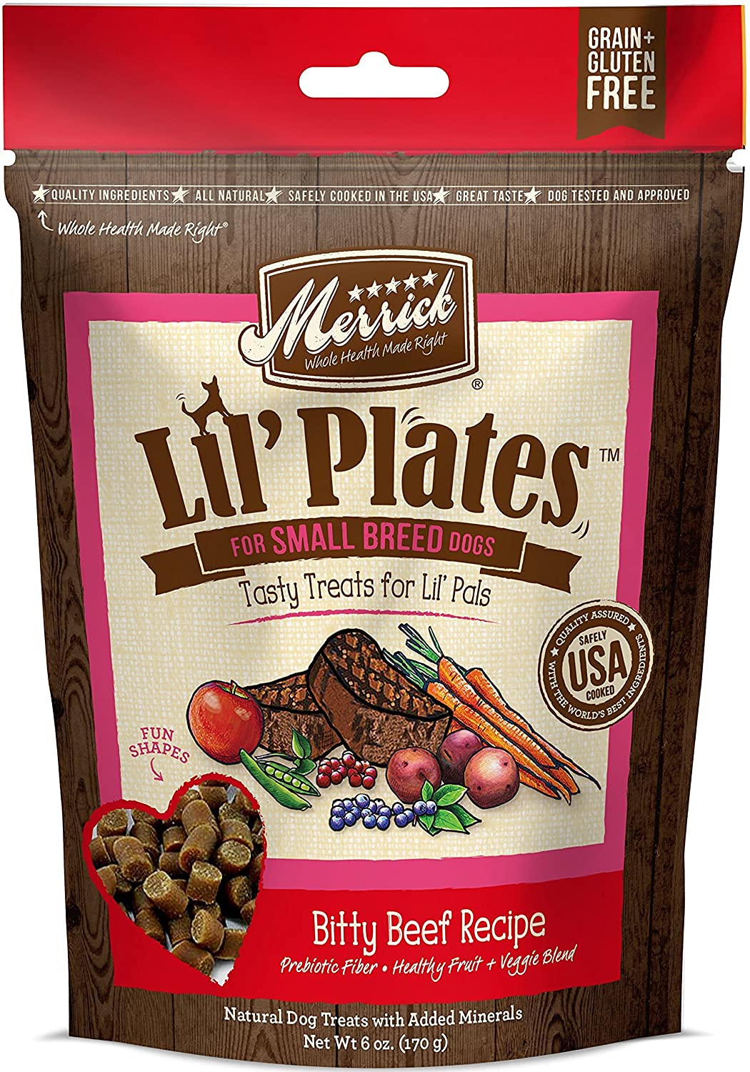 Pet Faves Merrick Lil Plates turducken morsels, varied flavors for small breeds.