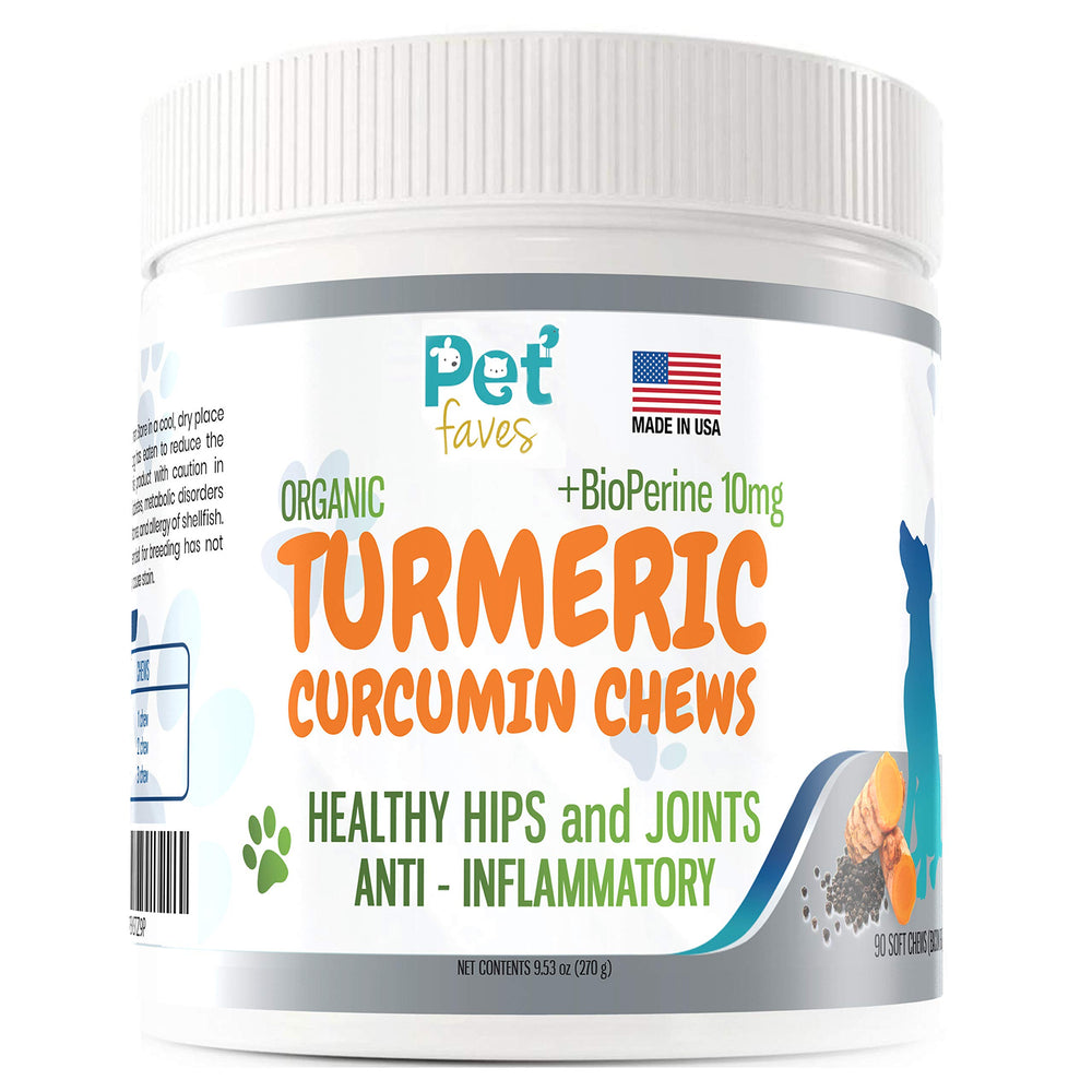 Pet Faves natural dog hip joint chews bottle supports mobility and comfort.