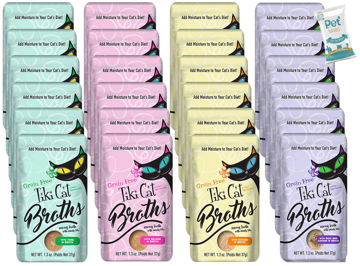 Pet Faves Tiki Cat Savory Broth boxes for moisture-boosting cat meals.