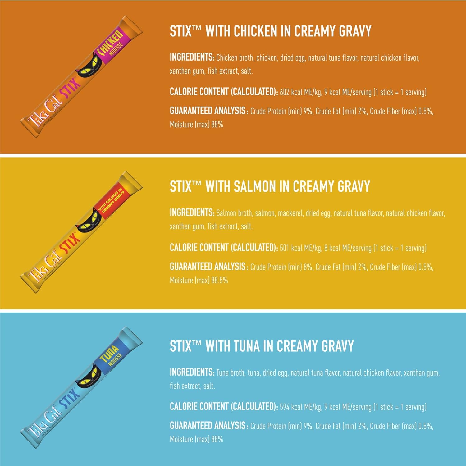 Pet Faves Tiki Cat Stix sticks, single-serve portion control.